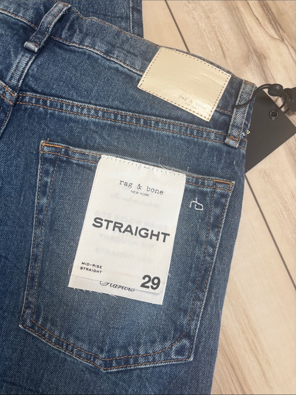 rag & bone blue denim jeans with subtle fade